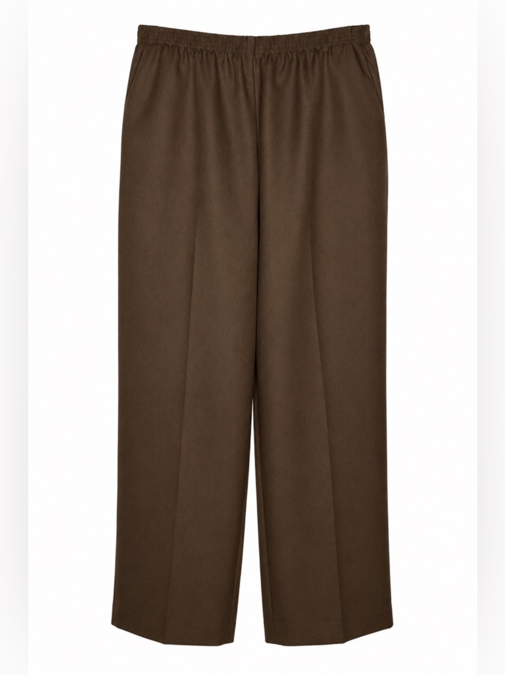 alfred dunner Sz 16 Brown Elastic Waist Pull-On Relaxed Fit Pants Pockets